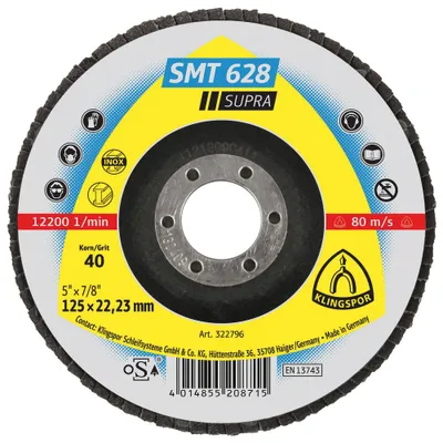 Obrázok produktu pre KLINGSPOR lamelový kotúč SMT 628 Supra Ø 115 mm zrnitosť 40 plochý INOX zirkón korund - 322790