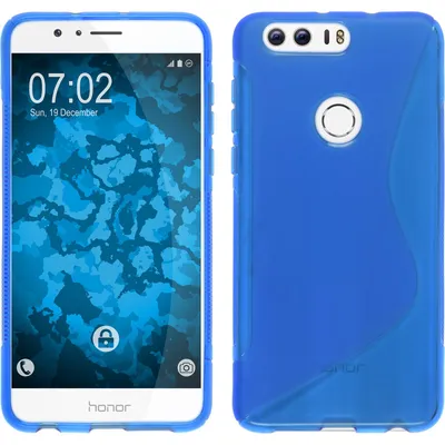 Produktbild von PhoneNatic Case kompatibel mit Huawei Honor 8 - blau Silikon Hülle S-Style + 2 Schutzfolien