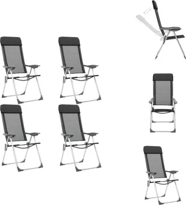 Produktbild von vidaXL Klappbare Campingstühle 4 Stk. Aluminium Schwarz -  Campingmöbel
