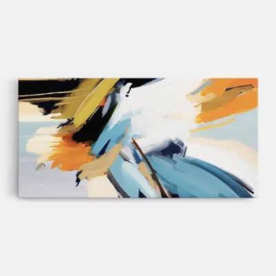 Produktbild von ARTHUB® Leinwandbild 40x80 cm, Orange Blue Art | Wohnzimmerdekoration, Hängende Bilder, Wanddekoration, Heimdekoration, Abstrakte, Abstrakte Kunst