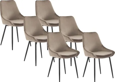 Produktbild von Satz von 6 Stühlen MASURIE - Velours - Farbe taupe