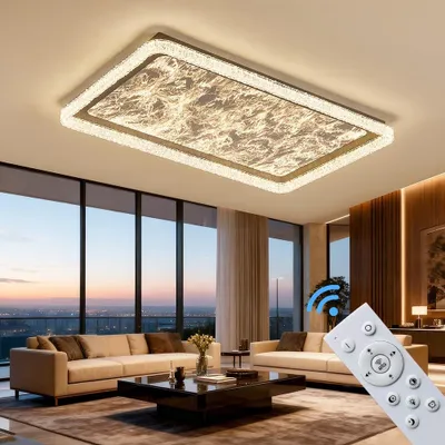 Produktbild von LED Deckenleuchte dimmbar mit Fernbedienung, stufenlos 3000–7000 K, energiesparend & langlebig, modernes Design in Schwarz oder Weiß, ideal für Wohnzimmer, Schlafzimmer & Küche (251-CFX-BL)
