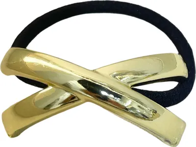 Produktbild von Haargummi mit Metalldekor, Pferdeschwanz, Haarmanschette, elastisches Stirnband, Damen, geometrisches Design, schwarzes Haarseil, Haarband, Haarschmuck, golden A