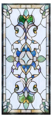 Produktbild von Sichtschutzfolie im Vintage-Buntglas-Stil, statisch haftend, dekorativer Glasaufkleber für Schrank-, Badezimmer- und Küchentüren
