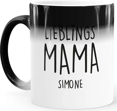 Produktbild von Zaubertasse Farbwechsel-Tasse Lieblingsmama Personalisiert mit Name Geschenk Muttertag Herz SpecialMe® Magic Magic-Tasse