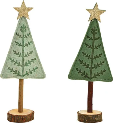 Image de Décorations de Noël Sapins Set Déco vert feutre 27 cm