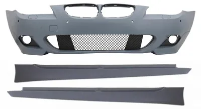 Productafbeelding van Stootbalk zonder mistlampen voor BMW 5 LCI E60 E61 07-10. Zijskirts in M-Technik-stijl.