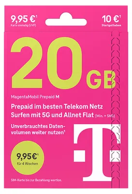 Produktbild von Telekom MagentaMobil Prepaid M Simkarte mit 10 € Startguthaben