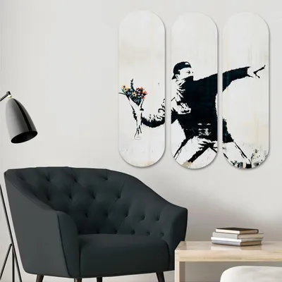 Produktbild von Wallity, 3KY3781, Dekoratives MDF-Gemälde (3 Stück), 100 % MDF, Mehrfarbig, 20 x 70 cm