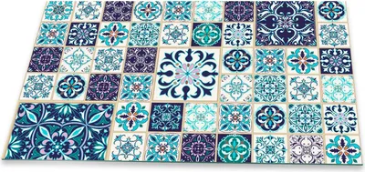 Produktbild von Herdabdeckplatte Abdeckung Glaskeramikkochfeld Abdeckplatte 1-Teilig 90x52 Mosaik Blau