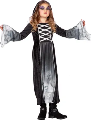 Produktbild von Halloween-Kleid mit Kapuze Totenkopf Geister Zombie, Groesse:116/128