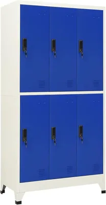 Produktbild von Fächerschrank Schließfachschrank Wertfachschrank Schließfachschrank mit 6 Fächern Metallspind Grau und Blau 90x45x180 cm Stahl Metallschrank Spind Schließfächer Kleiderschrank