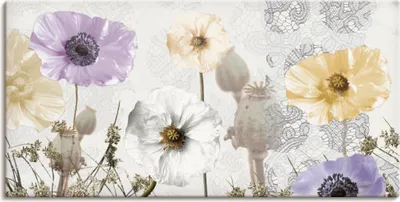 Produktbild von ARTland Leinwandbild Glänzende Mohnblumen Größe: 100x50 cm