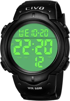 Produktbild von Watch Herrenuhr Digital Sport Outdoor: 50M Wasserdicht Große Zifferblatt Militär - Tactical LCD Digital Armbanduhr Mit Wecker/Kalender/Stoppuhr