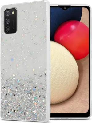 Immagine prodotto di Custodia Cadorabo per Samsung Galaxy A02s in trasparente con glitter Custodia protettiva in silicone TPU flessibile con glitter scintillanti Custodia Cover Etui per telefono cellulare