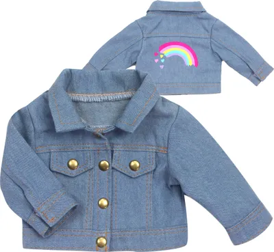 Obrázok produktu pre Sophia's By Teamson Kids 18" džínsová bunda pre bábiky s dúhovým dizajnom