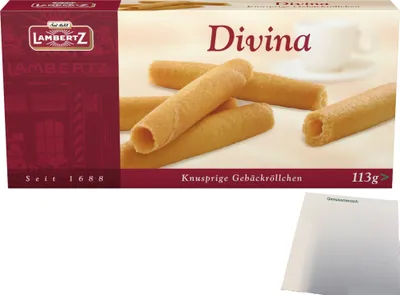 Produktbild von Lambertz Divina knusprige Gebäckröllchen (113g Packung) + usy Block