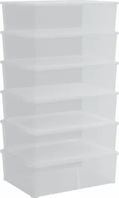 Zdjęcie produktu dla Plastikowe pojemniki do przechowywania, 6 szt, 25L, sztaplowane