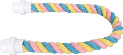 Productafbeelding van Vogelstang, kleurrijk, flexibel, van katoen, papegaaienhangstoel, klimrek, staanstang, speelgoed voor parkieten, kanaries en andere kleine vogels, lengte 59,9 cm