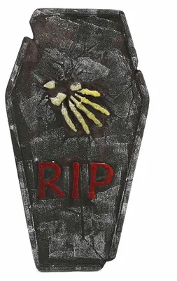 Image de Pierre tombale Halloween RIP avec main en os gris-jaune-rouge 59x35cm - taille unique