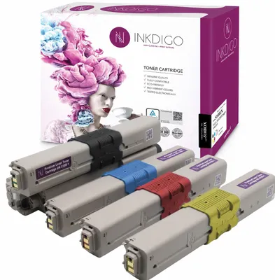 Produktbild von Inkdigo Tonerset 44469804-44469722 für OKI C510DN, C530DN, MC561DN – CMYK,, KI-generiertes Bild