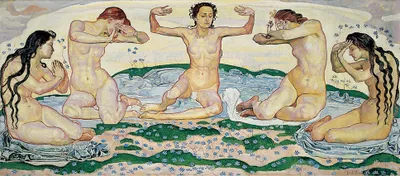 Produktbild von Legendarte - Kunstdruck auf Leinwand - Der Tag Ferdinand Hodler - Wanddeko, Canvas cm. 40x90