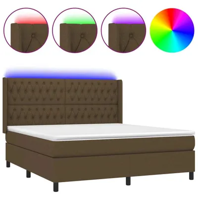 Produktbild von vidaXL Boxspringbett mit Matratze & LED Dunkelbraun 180x200 cm Stoff