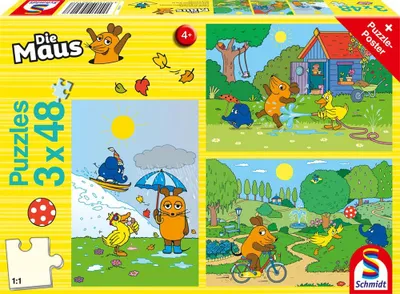 Productafbeelding van 3 x 48 stukjes, Schmidt Spiele, kinderpuzzel, "De Muizen", veel plezier met de muizen, artikelnummer 56213