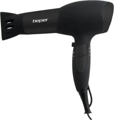 Produktbild von BEPER 40.979 Haartrockner 2000 Watt, mit Diffusor und Konzentrator im Lieferumfang, rutschfester Griff, Schwarz NS