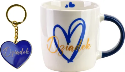 Image de Tasse à café en porcelaine NBC DZIADEK avec porte-clés, 8,5 x 12 x 9 cm, blanche, 1 pièce