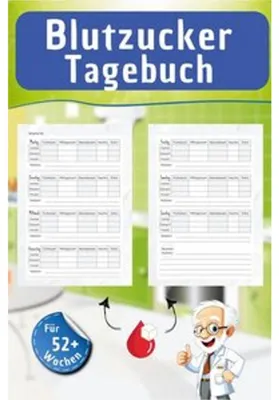 Produktbild von Diabetiker-Tagebuch für Blutzucker, 112 Seiten, Jahresübersicht, Wochenplan, handlich A5-A6