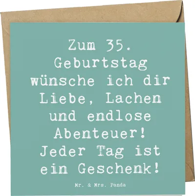Produktbild von Mr. & Mrs. Panda Glückwunschkarte Spruch 35. Geburtstag - Meeresbrise - Geschenk, jeder Tag ist ein, Glückwunsch, faltkarte, Grußkarte, anlasskarte, doppelkarte, Reife