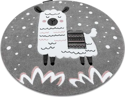 Produktbild von Kinderteppich PETIT LAMA Kreis grau Grau rund 160 cm