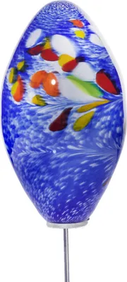 Produktbild von Glas-Ei 15cm Gartenflair inkl. Stab blau