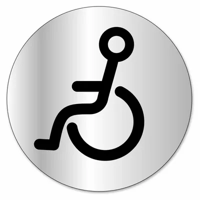 Productafbeelding van Aluminium Schijf - Toegankelijkheidssymbool Sticker - Sanitair Aangeven - Zelfklevend - 80 mm Diameter - Aluminium