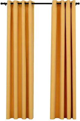 Obrázok produktu pre vidaXL Zatemňovacie závesy očká ľanový vzhľad 2 ks. Žlté 140x225 cm