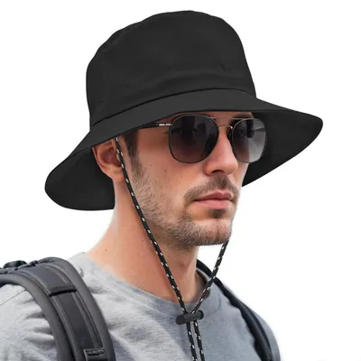 Obrázek produktu pro Uniová nepromokavá kšiltovka typu bucket hat, letní klobouk, kšiltovka pro rybaření, sluneční klobouk, outdoorová čepice, nastavitelná, černá