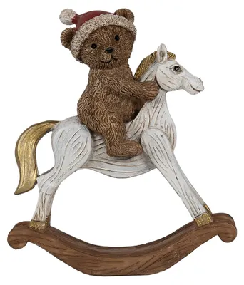Image de Clayre & Eef Figurine de décoration Cheval à bascule 14 cm Marron Ours en polyrésine