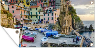 Produktbild von MuchoWow® 160x80 cm Outdoor-Poster Gartendeko Sichtschutz Garten Poster für den Garten  Sonnenuntergang über Manarola in Cinque Terre