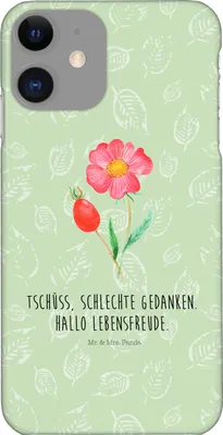 Produktbild von Mr. & Mrs. Panda Iphone 11 Handyhülle Blume Hagebutte - Blattgrün - Geschenk, Schlechte Gedanken, Handy Schutzhülle, Hülle, XR, Lebensfreude, Blumen, Cover