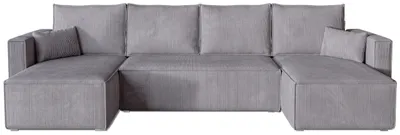 Produktbild von BroMARKT Ecksofa TOP U Schlaffunktion Bettkasten U-Form 305x145x80cm Hellgrau