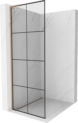 Image de Mexen Kioto L Paroi de douche à l'italienne 90 x 200 cm, motif noir, cuivre brossé - 800-090-103-65-77