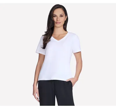 Zdjęcie produktu dla Skechers Pima, koszulka damska z dekoltem V, kolor biały (TP130-WHT)