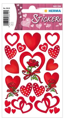 Produktbild von HERMA Sticker DECOR "Herzen & Rosen" 3 Blatt à 22 Sticker
