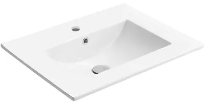 Zdjęcie produktu dla szkło ceramiczneO – Umywalka ceramiczna Todo – do zabudowy – biała z połyskiem – 61 x 46,5 cm