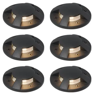 Zdjęcie produktu dla Zestaw 6 nowoczesnych reflektorów gruntowych czarnych GU10 50mm z efektem 4-punktowego światła IP65 - Cellar