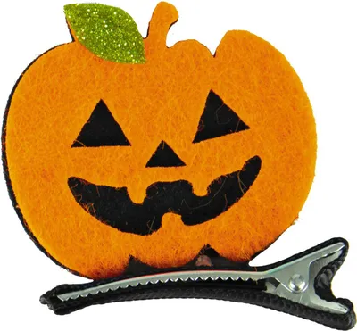 Produktbild von Kürbis-Haarklammer Halloween-Accessoire schwarz-orange 5 x 5 cm - Einheitsgröße