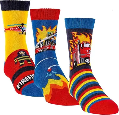 Produktbild von TippTexx 24 6 Paar ABS Kinder Stoppersocken, Strümpfe mit Noppensohle, Feuerwehr, Größe 23-26