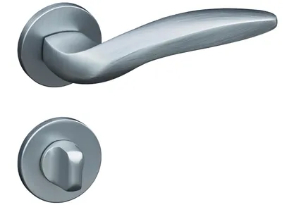 Produktbild von Gavroche Türgriffe Set WC Bad Türklinken für Innentüren in Silber Matt Chrom Drückergarnitur für Zimmertür mit runder Rosettengarnitur aus Aluminium
