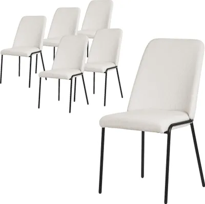 Obrázek produktu pro ML-Design jídelní židle sada 6 béžových polyesterových kuchyňských židlí s kovovými nohami židle do obývacího pokoje s opěradlem čalouněné židle do jídelny kuchyně